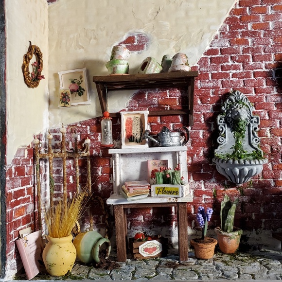 Miniature Gardener Shed | With Working Light | Potting Shed Diorama | Shadow Box - Picture 11 of 13